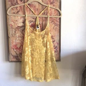 NWT H&M HM BOHO STRETCH LACE LIGHTWEIGHT FLORAL SHEER TANK TOP 6 S